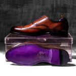 Burnished Mahgogany Italian Leather Goodyear Welted Brogue - Dehavilland 1