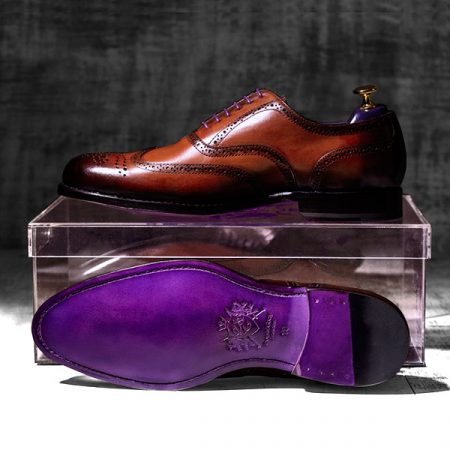 Burnished Mahgogany Italian Leather Goodyear Welted Brogue - Dehavilland 1