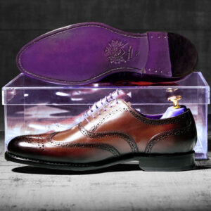 Burnished Dark Brown Italian Leather Goodyear Welted Brogue - Vickers 1