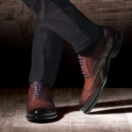 Burnished Dark Brown Italian Leather Goodyear Welted Brogue - Vickers 2