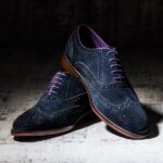 Blue Suede Italian Leather Brogue - Meteor 3