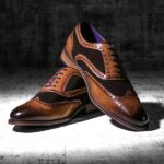 Burnished Tan Leather and brown Suede Brogue - Wellesley 1