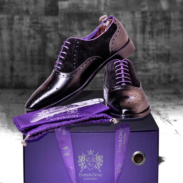 The Black Vanguard Brogue with Suede Panels - Eves & Gray The Black Vanguard Brogue with Suede Panels - Eves & Gray