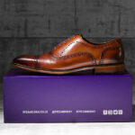 Rich, medium tan burnished Italian Leather Brogue - Balliol 1