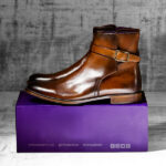 Burnished Tan Italian Leather Strapped Boot - Javelin 1