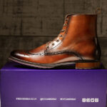 Burnished Tan Italian Leather Brogue Boot - Stearman 2