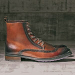 Burnished Tan Italian Leather Brogue Boot - Stearman 4