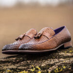 Basket-weave Burnished Tan Leather Slip-on - Bancroft