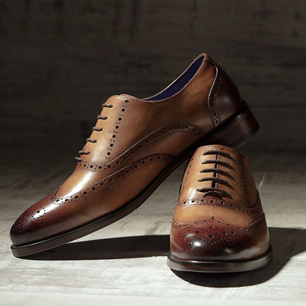 Fine Italian leather Brogue in burnished Tobacco - Lincoln 2