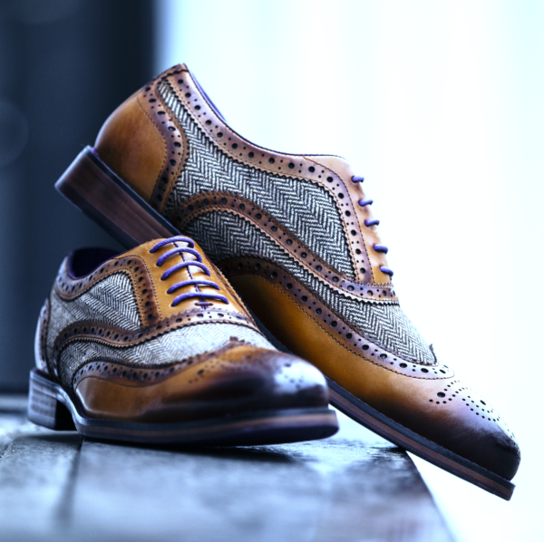 The Wellesley Tweed Tan Brogue Eves Gray