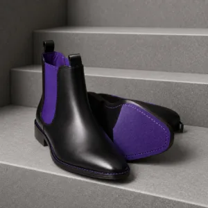 The Hellcat Chelsea Boot in Black/Purple