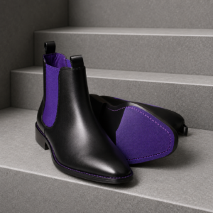 The Hellcat Chelsea Boot in Black/Purple