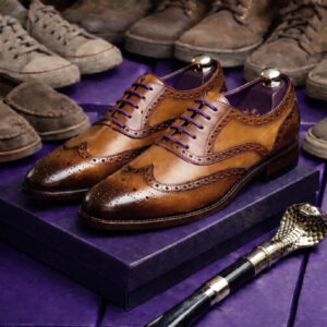 The "Harvard" Burnished Tan Leather Brogue