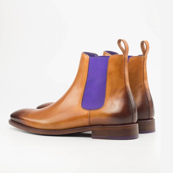 Hellcat-Tan-Leather-Purple-Elastic-Chelsea-Boot-4