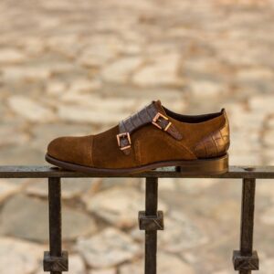 Women's Double Monk Brown Croco