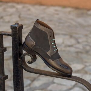 Women's Lace Up Brogue Boot Grey Suede