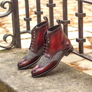 Women's Military Brogue Herringbone/Burgundy Patina