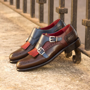 Women's Kiltie Monk Strap Brown/Croco