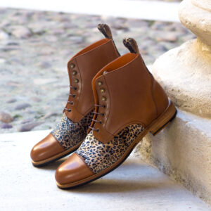 Women's Lace Up Captoe Boot Leopard Satorial/Brown