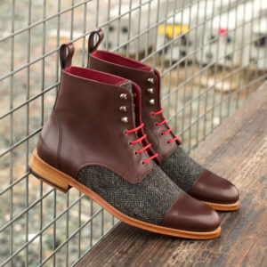 Women's Lace Up Captoe Boot Herringbone
