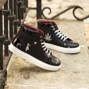 Women's High Top Black Bansky Stencil