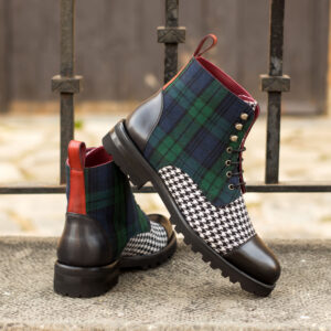 Women's Lace Up Captoe Boot Houndstooth